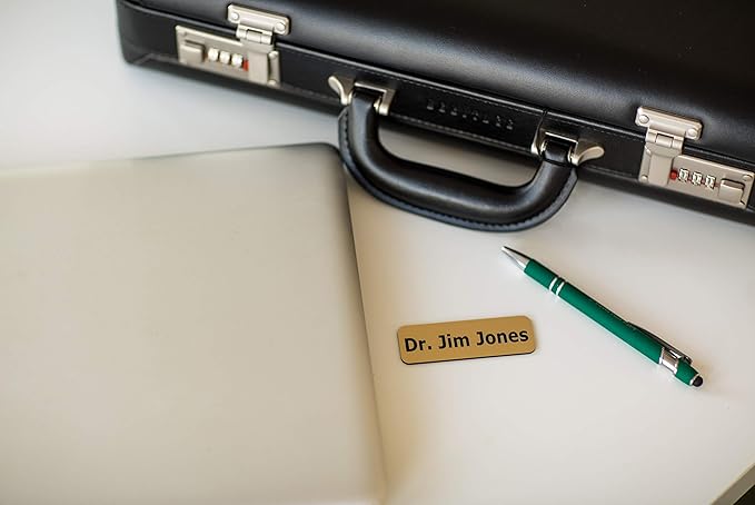 Custom Engraved Name Tag Badges – Personalized Identification with Pin or Magnetic Backing, 1 Inch x 3 Inches, White/Red