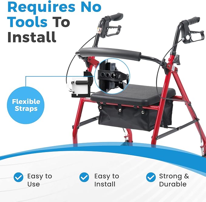 Easy Walker Cup Holder 2 Pk for Rollator, Wheelchair or Scooter, Adjustable - Image 7