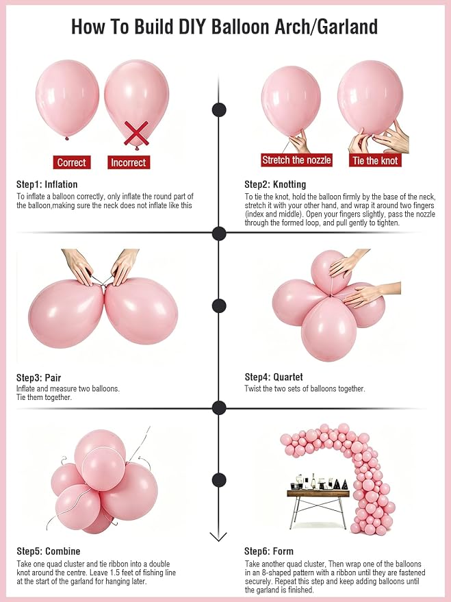 Pink Balloons 12 Inch 60 Pcs Light Baby Pastel Pink Latex Balloons - Image 6