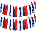 Red Blue and White Tassel Garland Banner, 30 Pack Red Navy and White Paper by SIPRKAICT