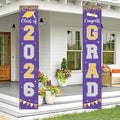 Graduation Decorations 2026 GRAD Banner Purple Porch Door Sign Welcome Banner by Labrostar
