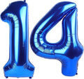 14 Balloon - Metallic Blue Birthday Number Balloons, 40 Inch Decorations | by ALPHADELTAPI