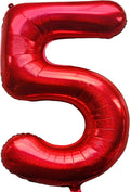 Jonhamwelbor 40 Inch Laser Red Number 5 Foil Mylar Balloon by Jonhamwelbor