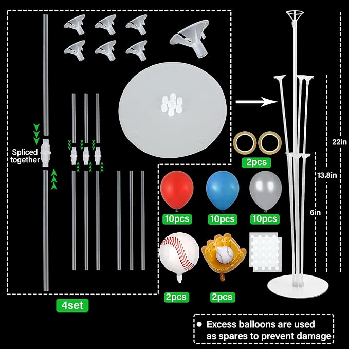 4 Sets Baseball Party Balloons Stand Kit - Image 2