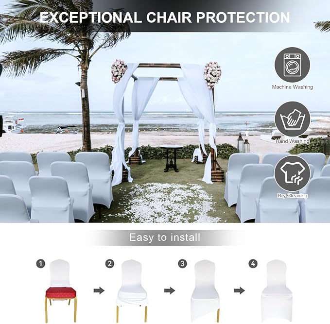 Trlyc Spandex Folding Chair Covers 100 Pcs White - Image 5