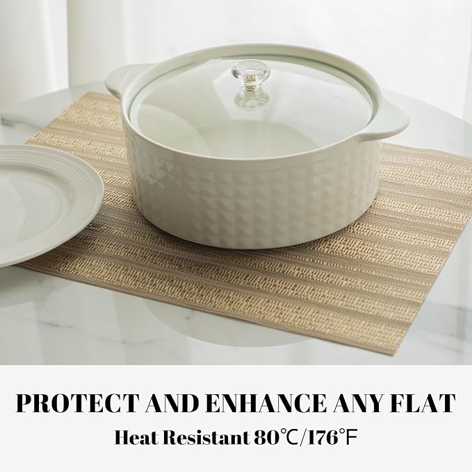 Placemats Set of 8 Vinyl/Plastic Woven Place Mats - Image 5