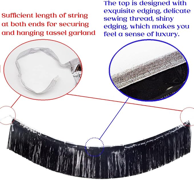 Premium Black Fringe Tinsel Garland - Image 3