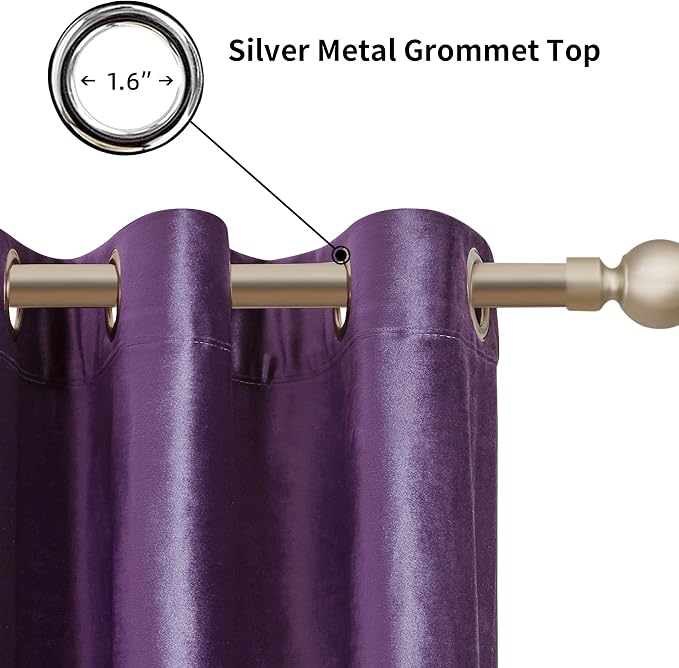 Velvet Violet Purple Grommet Blackout Curtains 72 inch - Image 2