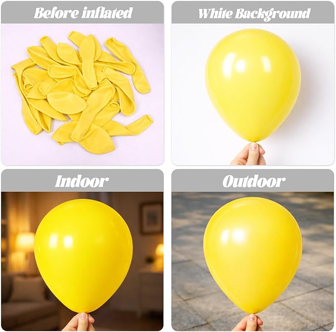 Voircoloria 105pcs Yellow Party Latex Balloons, 12inch | - Image 3