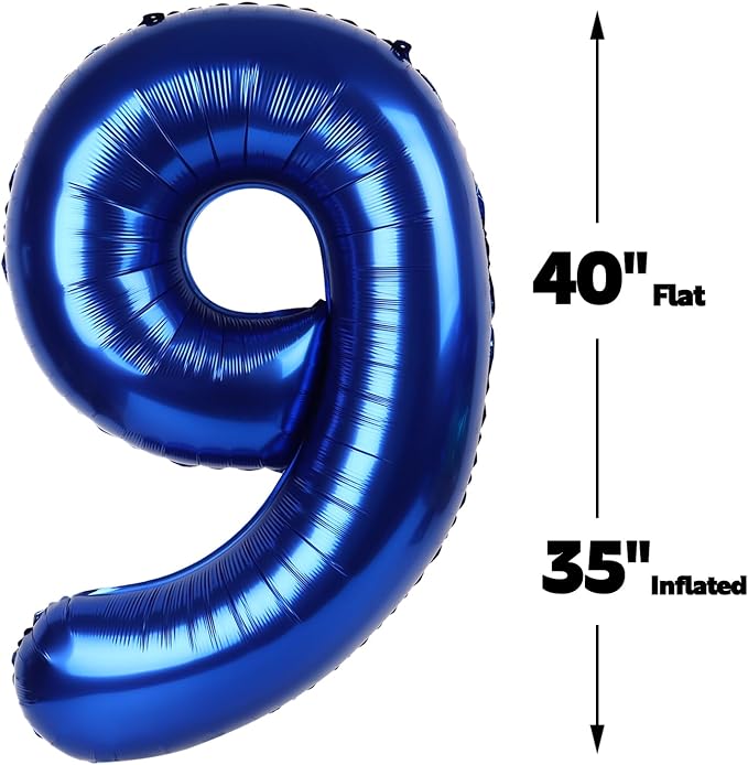 Night Blue Number 9 Balloon 40 inch, 9th Birthday Party Balloons Decorations | - Image 3