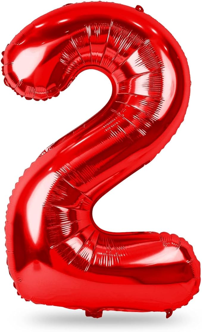 Red 2 Balloons, 40 Inch Giant Helium Foil Number 0-9 by Lingqiang