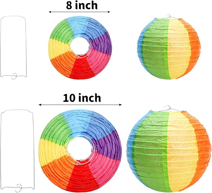 Goaste 20 Pack Colorful Paper Lanterns, 2 Sizes Colorful Hanging Ball Lantern - Image 2