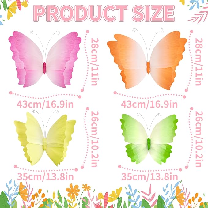 SUNBEAUTY Butterfly Party Decorations Hanging Gradient Colors Butterfly - Image 2