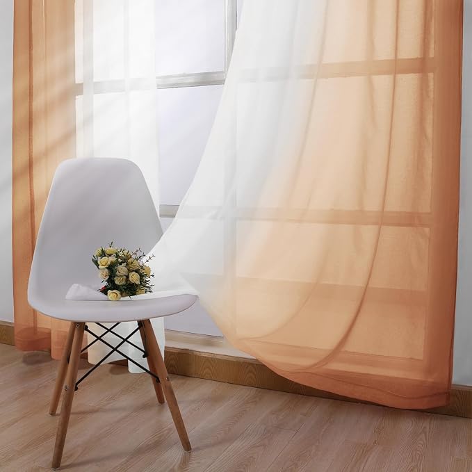 DWCN Faux Linen Ombre Sheer Curtains - Image 5