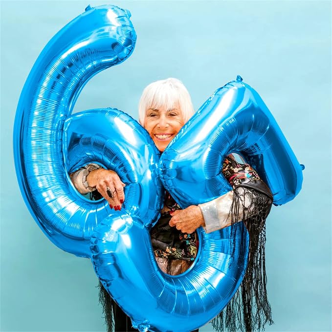 Blue 40 Balloon Numbers and Confetti Balloons, 40th Birthday Balloons Set - Image 4