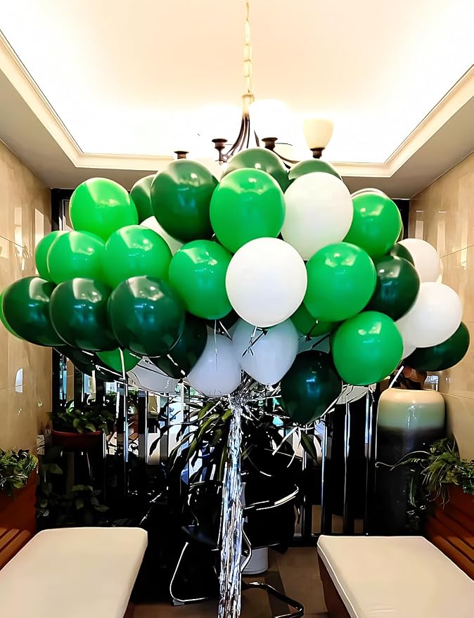Green and White Balloons, Dark Green Balloons and White Balloons | 60 Pcs 12 - Image 6
