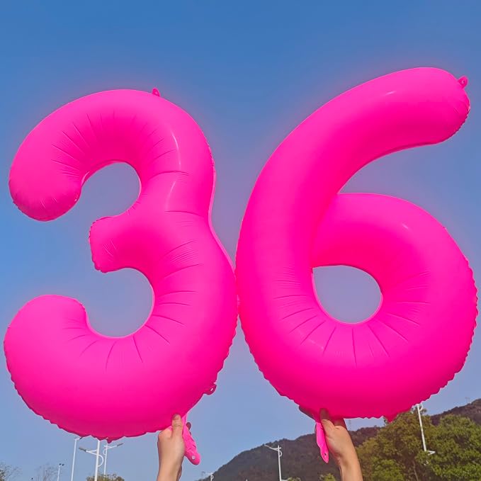 40 in Fluorescent Pink Birthday Balloon Number 8 Pink Fluorescent Number 8 | - Image 6