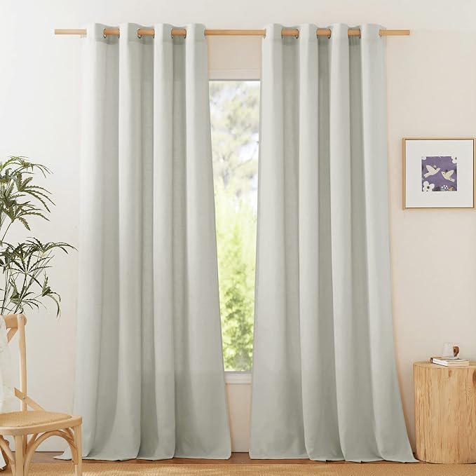 NICETOWN Linen Flax Semi Sheer Curtains 94" Length, Grommet Window Treatments by NICETOWN