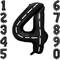 Black and White Stripes Number 4 Balloon 40 Inch, Foil road sign Numeral | by Unknown
