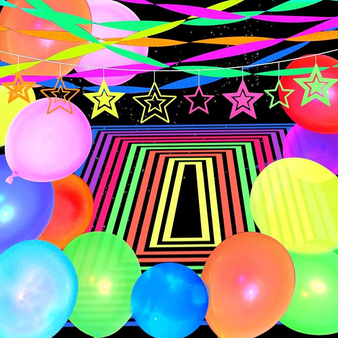 210 Pack UV Colored Neon Balloons glow in the dark balloons Neon Party - Image 6