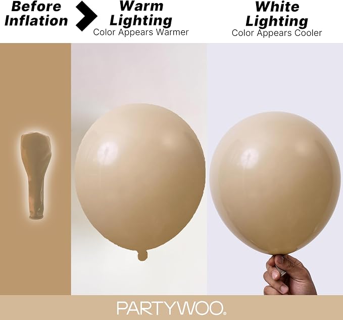 PartyWoo Cream Balloons 140pcs Beige Ivory Nude Neutral Boho Color | Different - Image 3