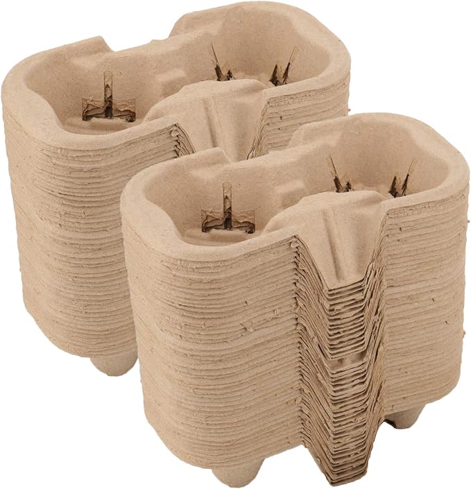 HOZEON 100 Pack 2-Cup Pulp Fiber Drink Carrier, to Go Coffee Cup Holder - Image 4