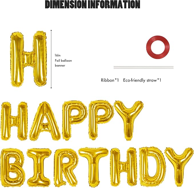 CANREVEL Happy Birthday Banner Decorations + Sign Balloons, - Image 2