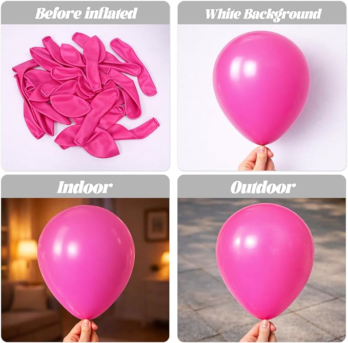 Voircoloria 90pcs Hot Pink Balloons Garland Arch Kit, 18 12 10 5 Inch | - Image 3