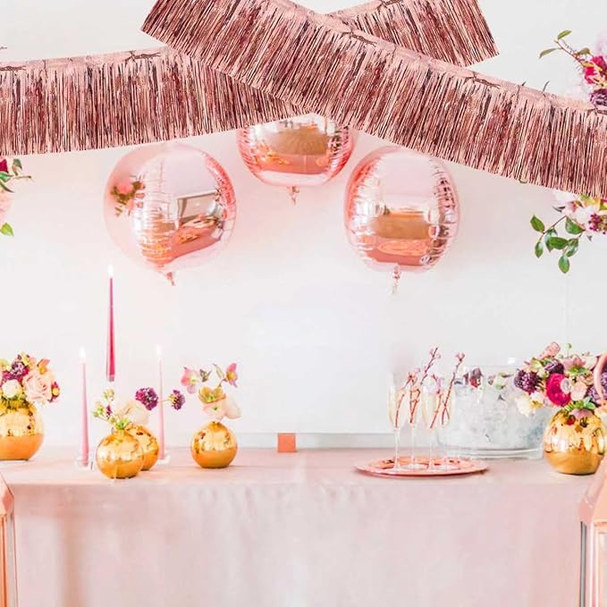 BEISHIDA Laser Rose Gold Fringe Garland Banner Wall Tinsel Foil Streamers | - Image 6