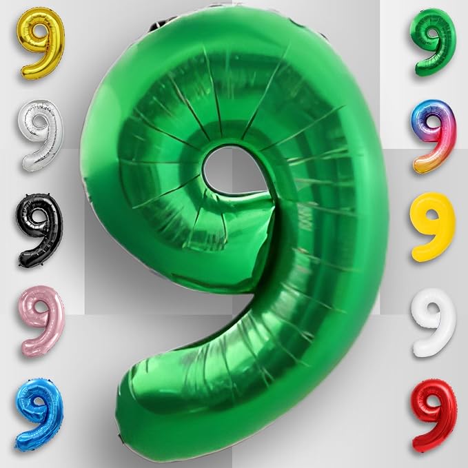 Green Number Balloon 9 Mylar Foil Balloons 16 inch - Image 4