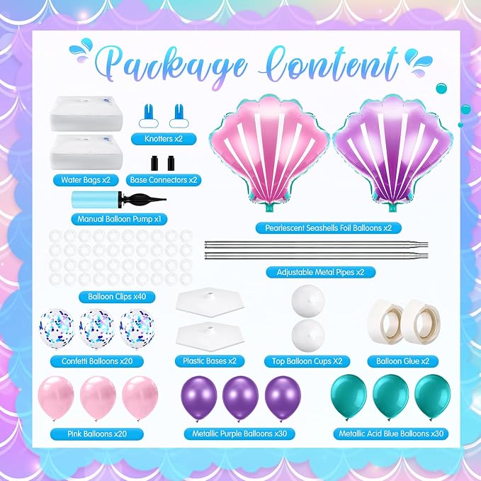 Kasyat 2 Set Mermaid Balloon Column Stand Kit Adjustable Mermaid Balloon arch - Image 3