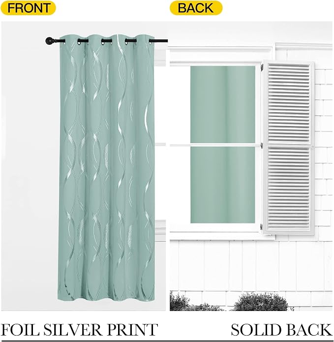 NICETOWN Aqua Blue Stripe Curtain Panels 63 inch Long - Image 7