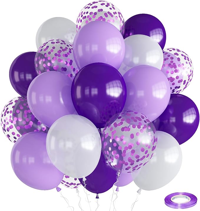 Purple and White Balloons, Lavender Party Balloons by Togvu