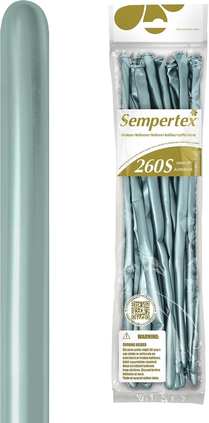Sempertex Silk Cool Mint Balloons, Nozzles Up, thick & durable, bridal showers by Sempertex