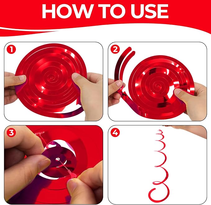 24 PCS Red Hanging Swirl, Sparkle Ceiling Hanging Decorations, Plastic Streamer - Image 7
