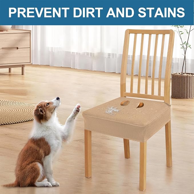 Smiry Waterproof Seat Covers for Dining Room Chairs, No Rear Covers | Stretch - Image 6
