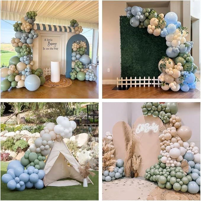 Sage Green and Blue Balloons, Baby Boy Shower Balloons - Image 9