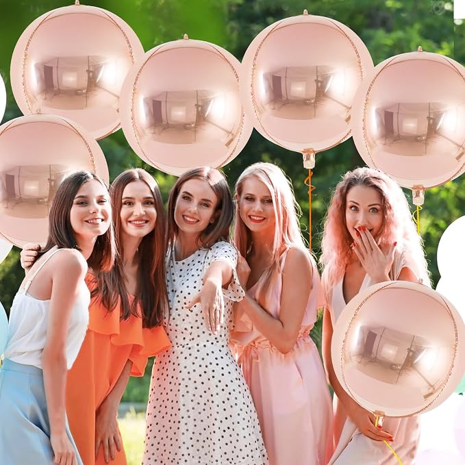 Metallic Champagne Balloons, 22 Inch Large Sphere Round Balloons - Image 6