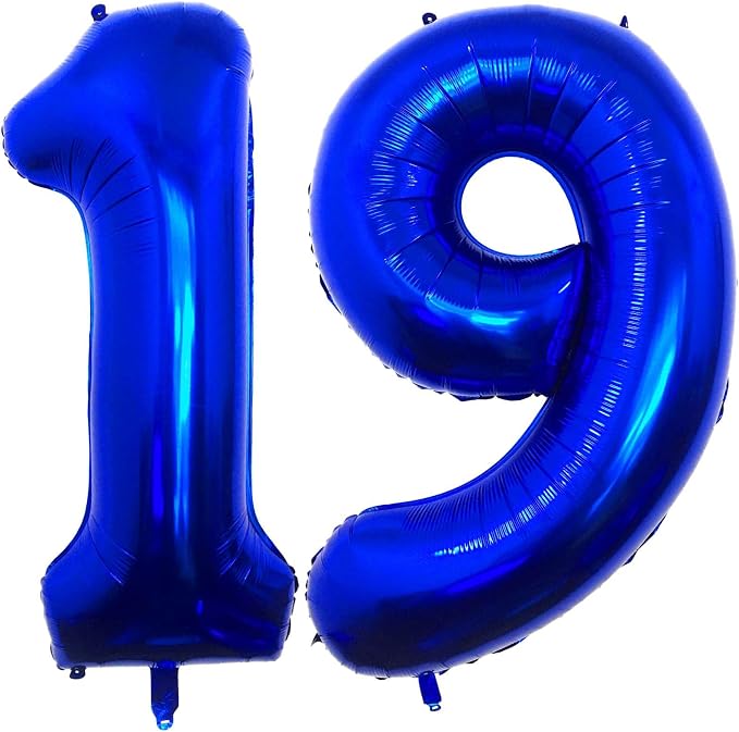 Navy Blue 19 Number Balloons, 40 Inch Giant Number 19 Balloons Foil Mylar by Lovoir