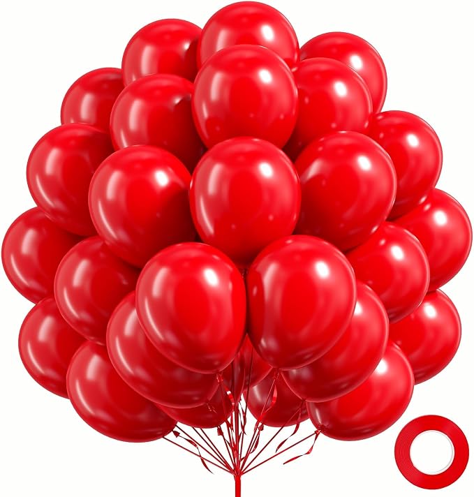 100 Pack Red Balloons 12 inch Red Latex Balloons | Valentines Day, Wedding by FOTIOMRG
