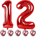12th Birthday Balloons for Boys Girls, 40 Red Foil Number 12 Balloons by Lingqiang