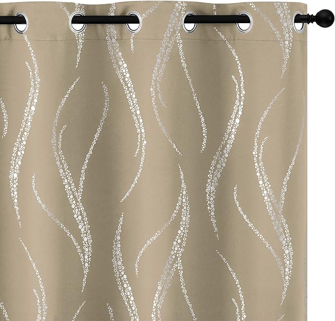 Yakamok Natural Light Blocking Curtains 72 Inches Silver Print 2 Panels | by Yakamok
