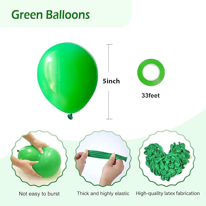 FOTIOMRG 120pcs 5 inch Green Balloons | Birthday, Graduation, Baby Shower - Image 2