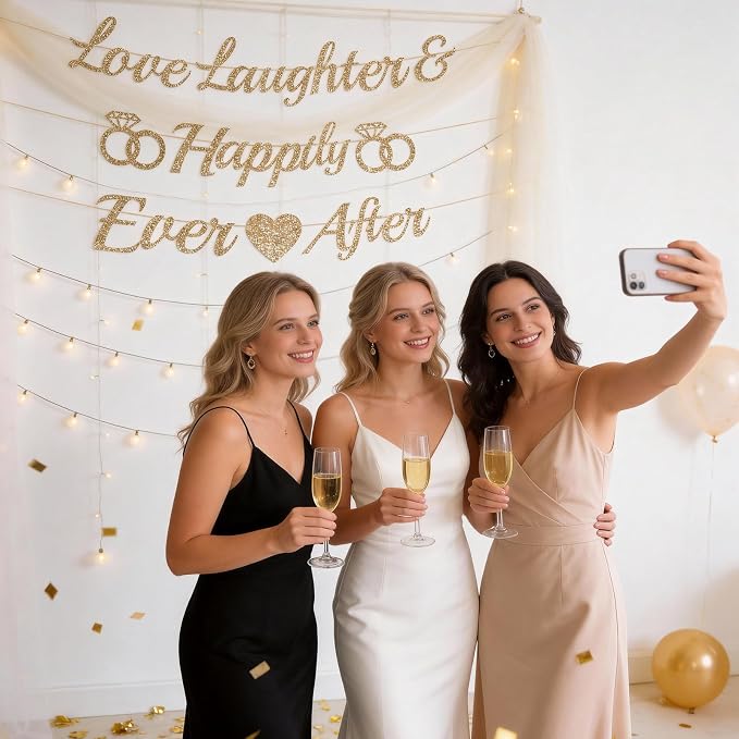 Alynta Pre-Strung Love Laughter & Happily Ever After Banner Bridal Shower | NO - Image 6