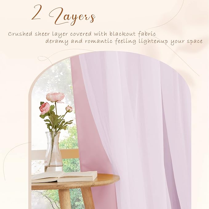 PONY DANCE Nursery Curtains Pink, 52 x 84 inches, Light Pink, 2 Panels | - Image 4