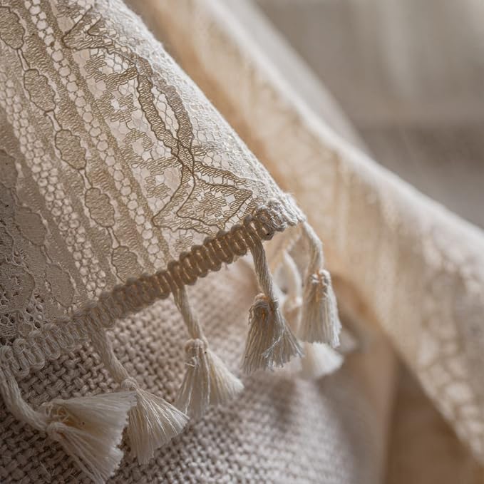 Sutuo Home Boho Curtain Crochet Lace Semi-Sheer Florals Hollow Knitted Handmade - Image 8
