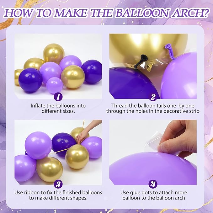 Purple and Gold Balloon Arch Garland Kit - Image 3