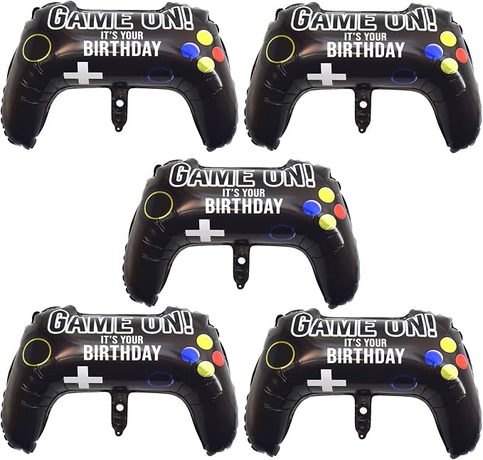 5 Pieces Video Game Party Balloons, Giant Video Game Controller Mylar Foil by Lingqiang