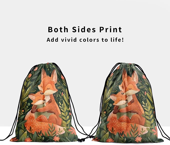 Fox Art Gymnastics Grip Bag Wild Plant Leaves Green Drawstring Grip Bags - Image 3