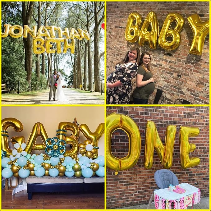 Gold Letter Balloons 40 Inch Large Letter U Balloon Aluminum | Foil Mylar Big - Image 4